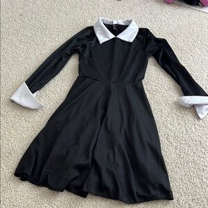 Black Dress with White Collar and Cuffs